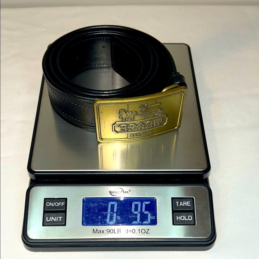 Coach Horse and Carriage Black Leather Belt with Brass Buckle Size Medium 40”L - Picture 9 of 13